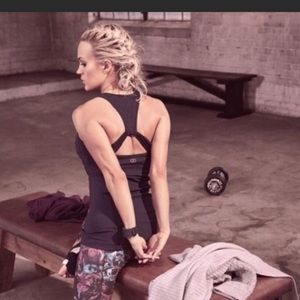 Calia black ruched racerback tank NWT